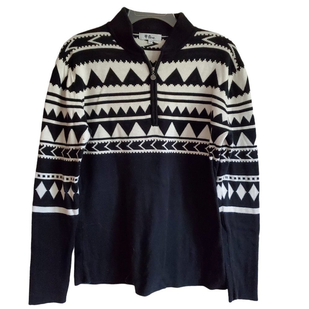 Neve Quarter Preppy Zipper‎ Pullover Aztec Print Sweater